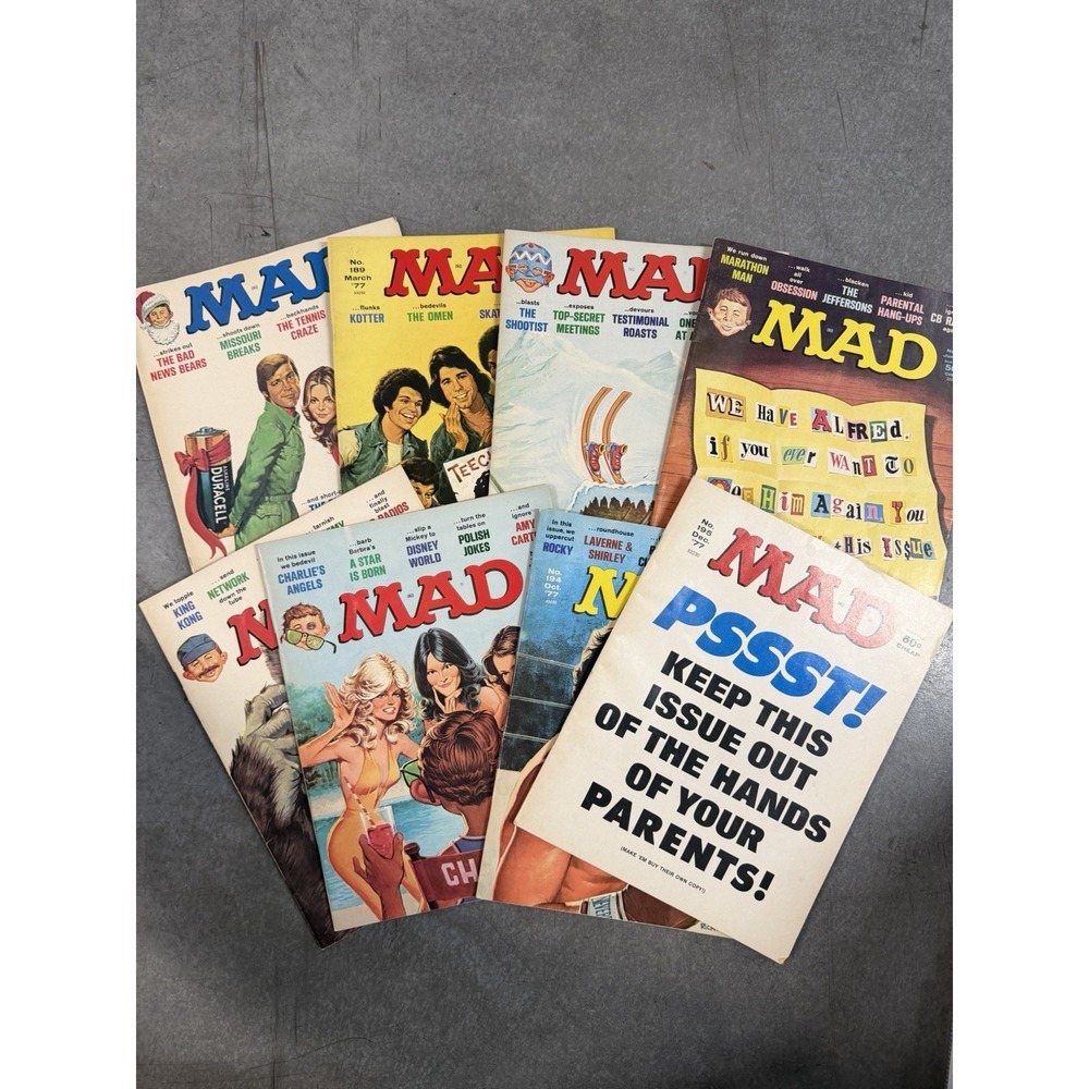 Vintage 1977 MAD Magazines Issues 188-195, Lot of 8‎ comic books